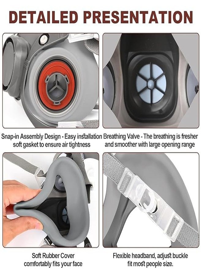 YEKDA Reusable Respirator Face Cover with Filters, Industrial Respirator Mask for Men, Half Respirator Face Cover for Paint, Dust and Formaldehyde, Sanding, Polishing, Spraying, Chemicals(1) - Image 5